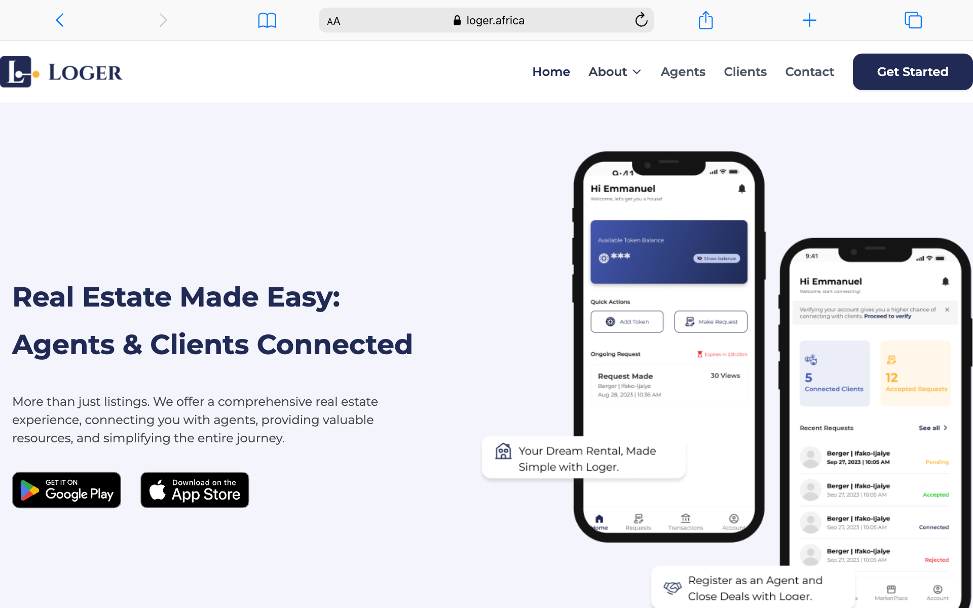 Loger - A SaaS landing page